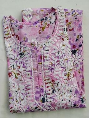 Chikankari cotton  mulmul kurta